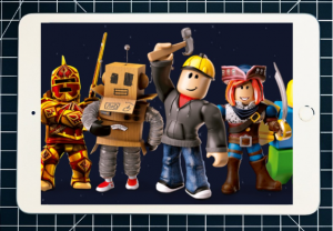 Apple ipad mini with roblox characters