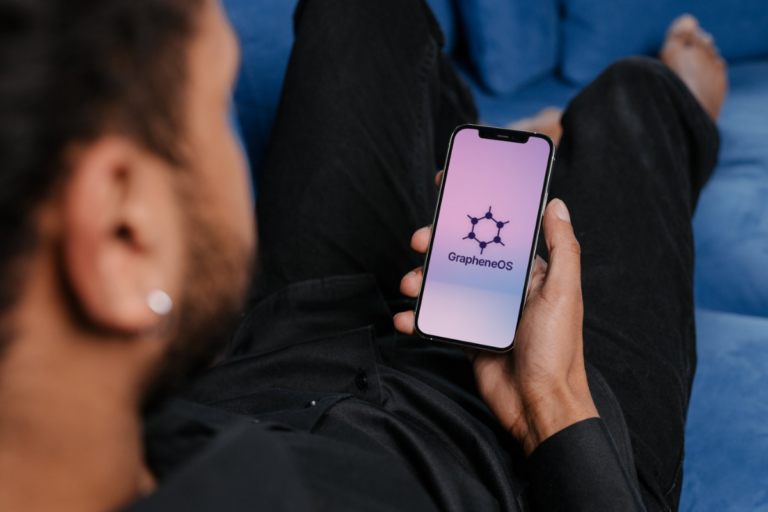 Man relaxing with grapheneos on his phone