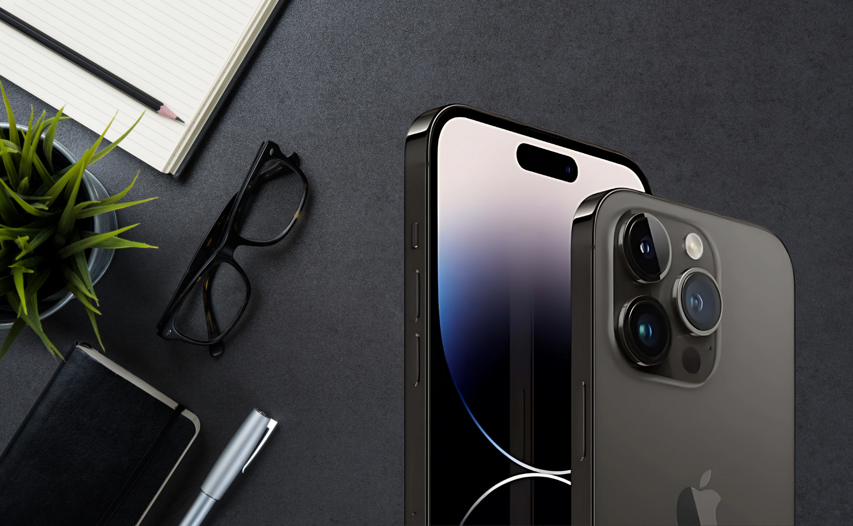 Iphone 14 Pro Colours: Build The Desk Setup To Match Iphone 14 pro colours: space black with black desk background