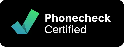 Phonecheck certified banner with logo