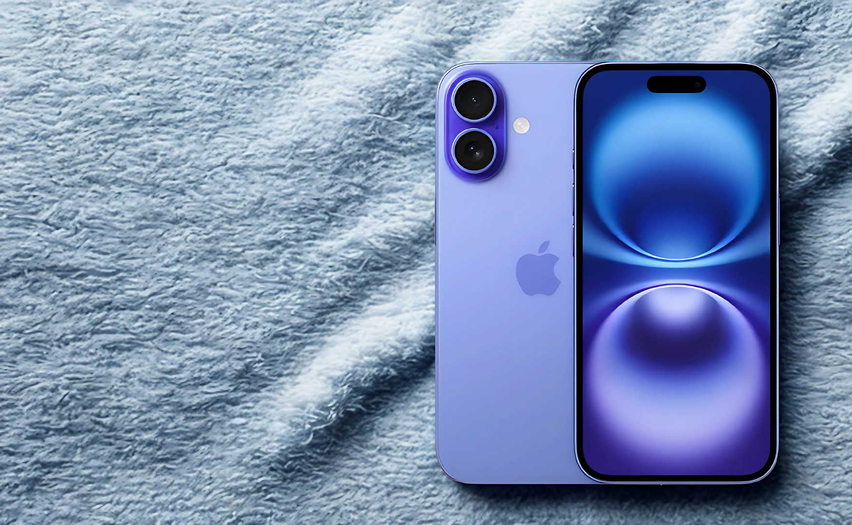 Iphone 16 Colour Guide (And 16 Plus!) Iphone 16 ultramarine on plush blue fleece backdrop
