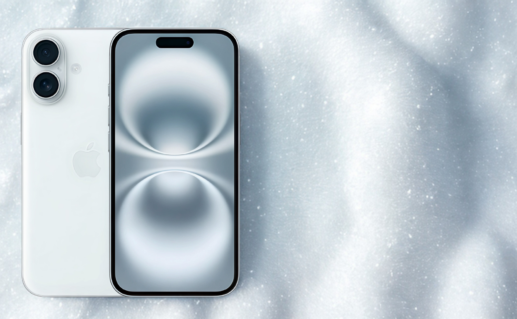 Iphone 16 Colour Guide (And 16 Plus!) Iphone 16 colours: white on white snowy background