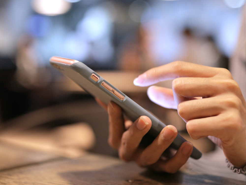 Person using refurbished phone